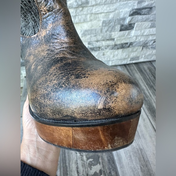 Bed Stu Bruges Leather Knit Slouchy BohoWedge Mid calf Women’s Boot Size 9.5 - Picture 13 of 17